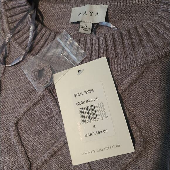 NWT Raya Cyrus Knits grey long sleeve cable knit sweater - SMALL - Picture 4 of 6